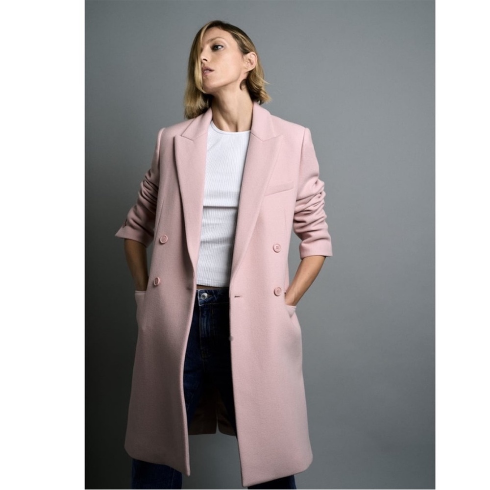 Zara Women's Pink Double-Breasted Coat NWT Size S